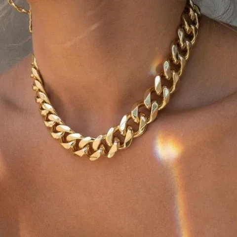 18K Gold Cuban Chunky Chain Necklace