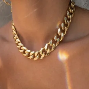 18K Gold Cuban Chunky Chain Necklace