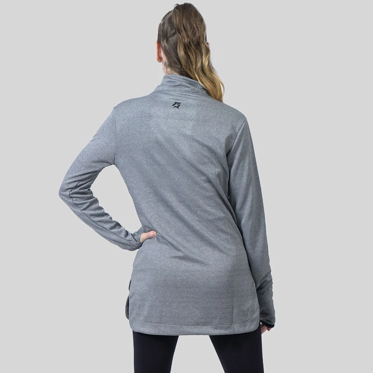 3/4 Zipper Covered Top (Grey Melange)