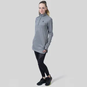 3/4 Zipper Covered Top (Grey Melange)