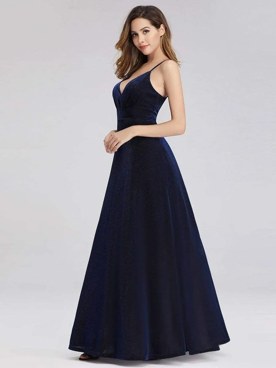 A-Line Spaghetti Straps Velvet Evening Party Dresses for Women