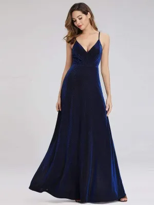 A-Line Spaghetti Straps Velvet Evening Party Dresses for Women