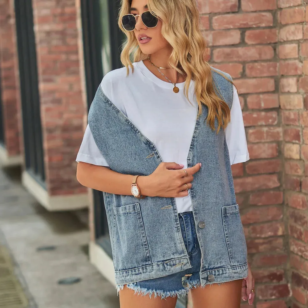 Advbridge  -  New Women Sleeveless Denim Vest Fashion Casual Long Jeans Jacket Coat Street Hipster Clothing S-XL Drop Shipping