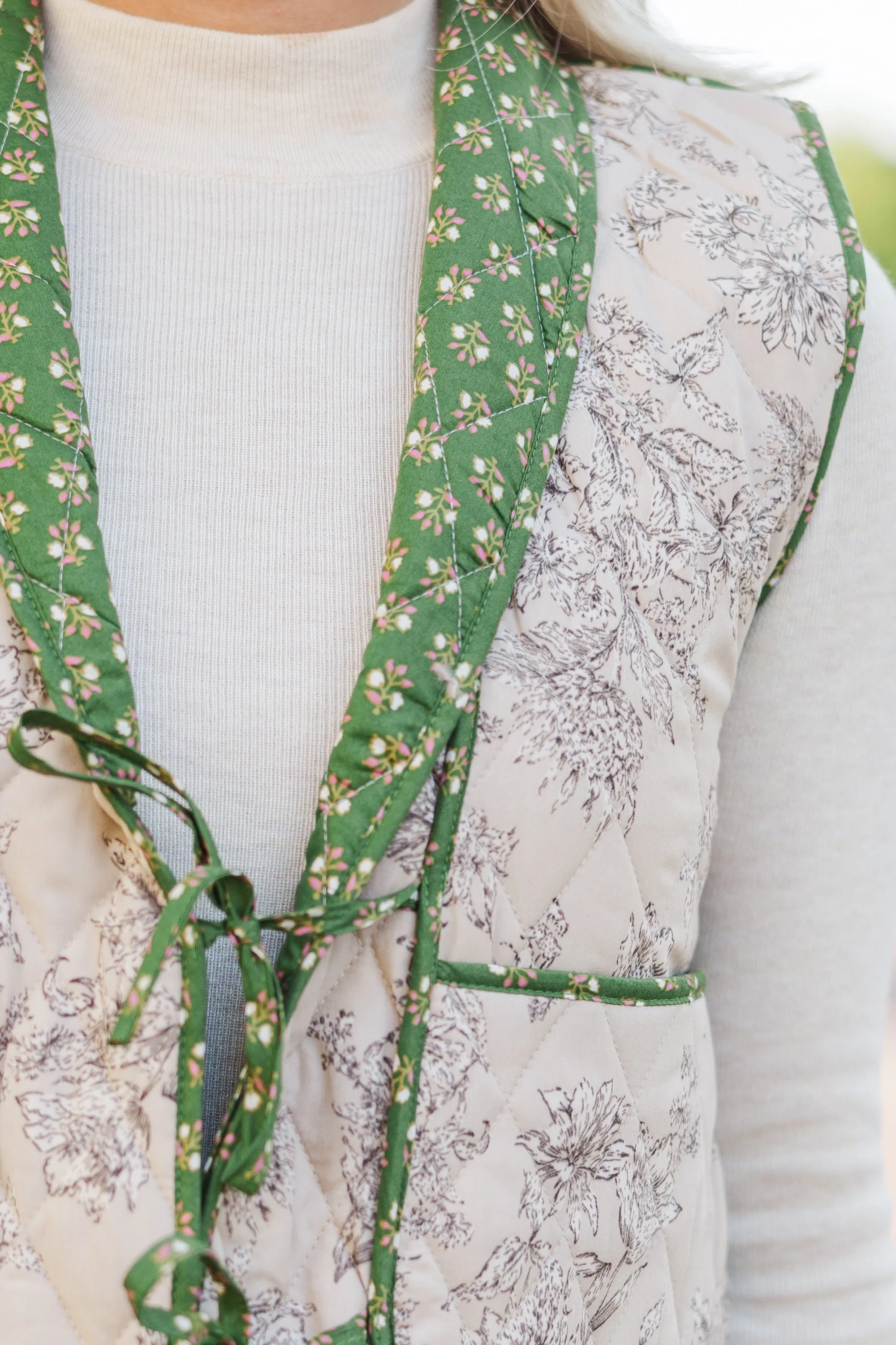 Always Be There Light Mocha Brown Ditsy Floral Vest