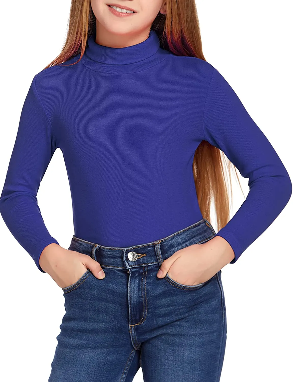 Arshiner Girls Turtleneck Sweater Kids Long Sleeve Knit Tops