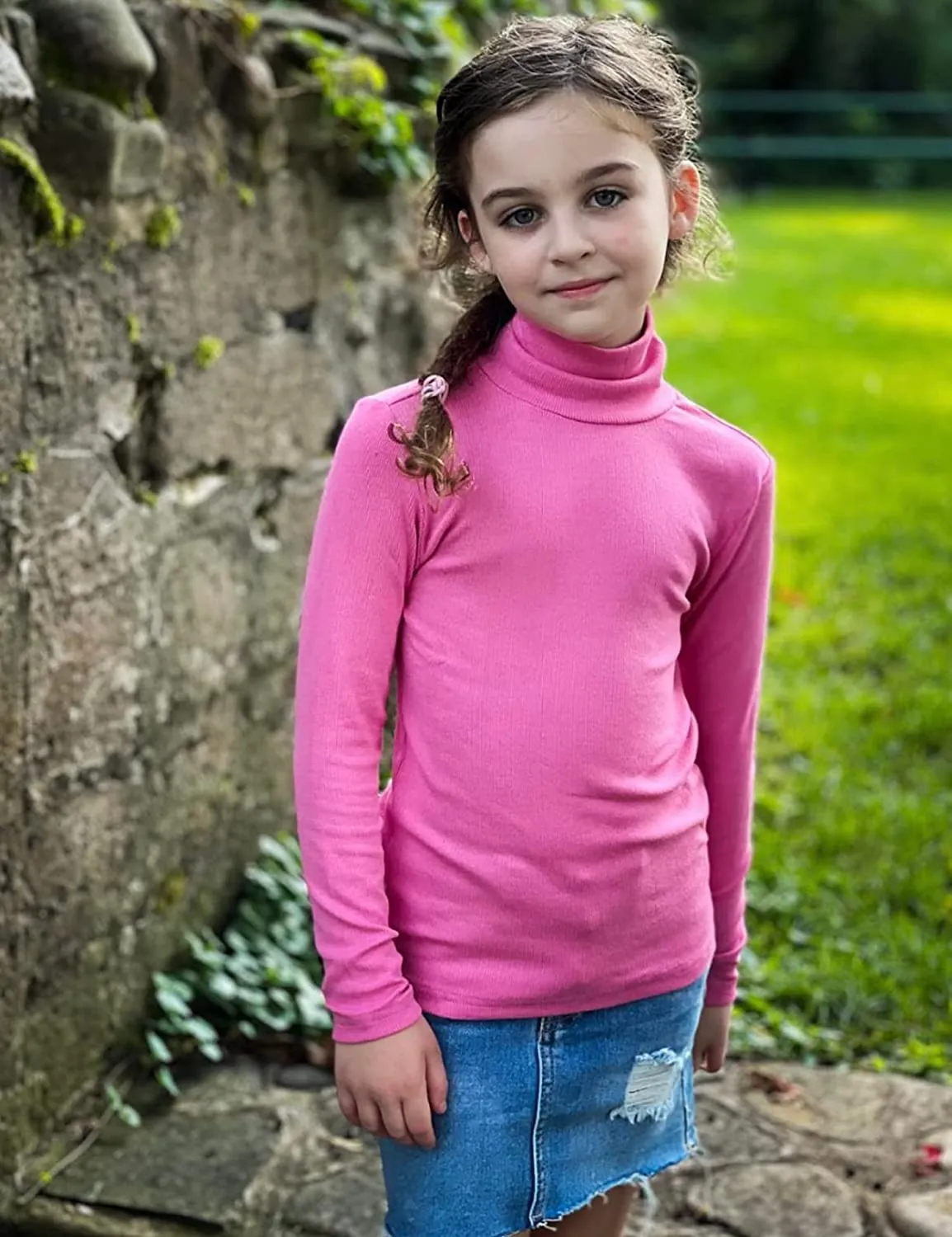 Arshiner Girls Turtleneck Sweater Kids Long Sleeve Knit Tops