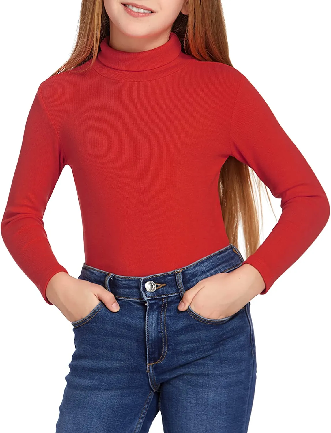 Arshiner Girls Turtleneck Sweater Kids Long Sleeve Knit Tops