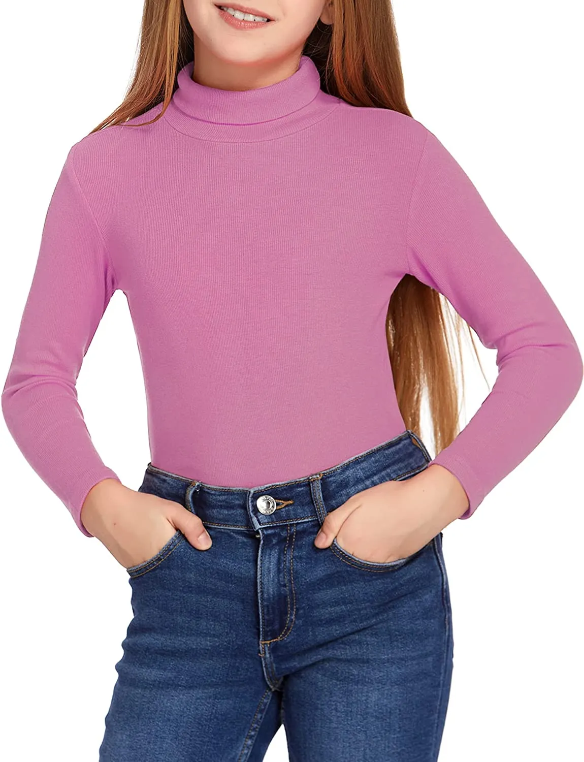 Arshiner Girls Turtleneck Sweater Kids Long Sleeve Knit Tops