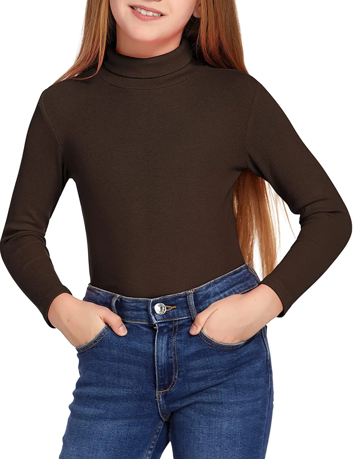 Arshiner Girls Turtleneck Sweater Kids Long Sleeve Knit Tops