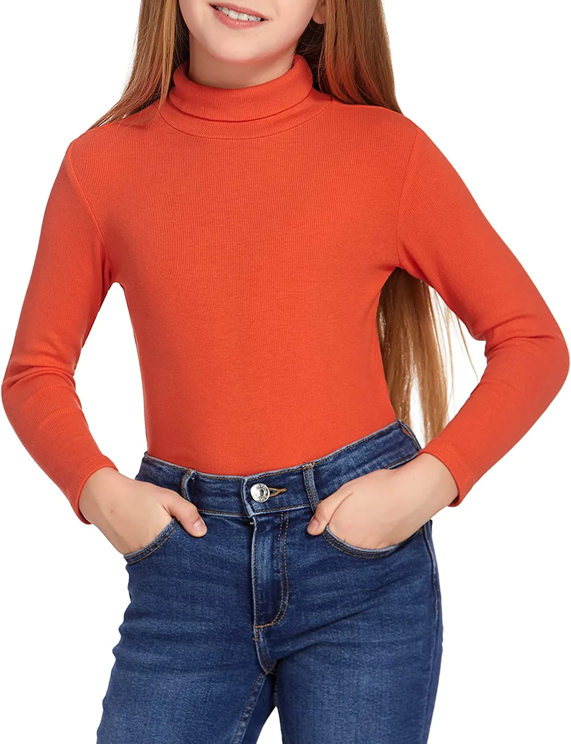 Arshiner Girls Turtleneck Sweater Kids Long Sleeve Knit Tops