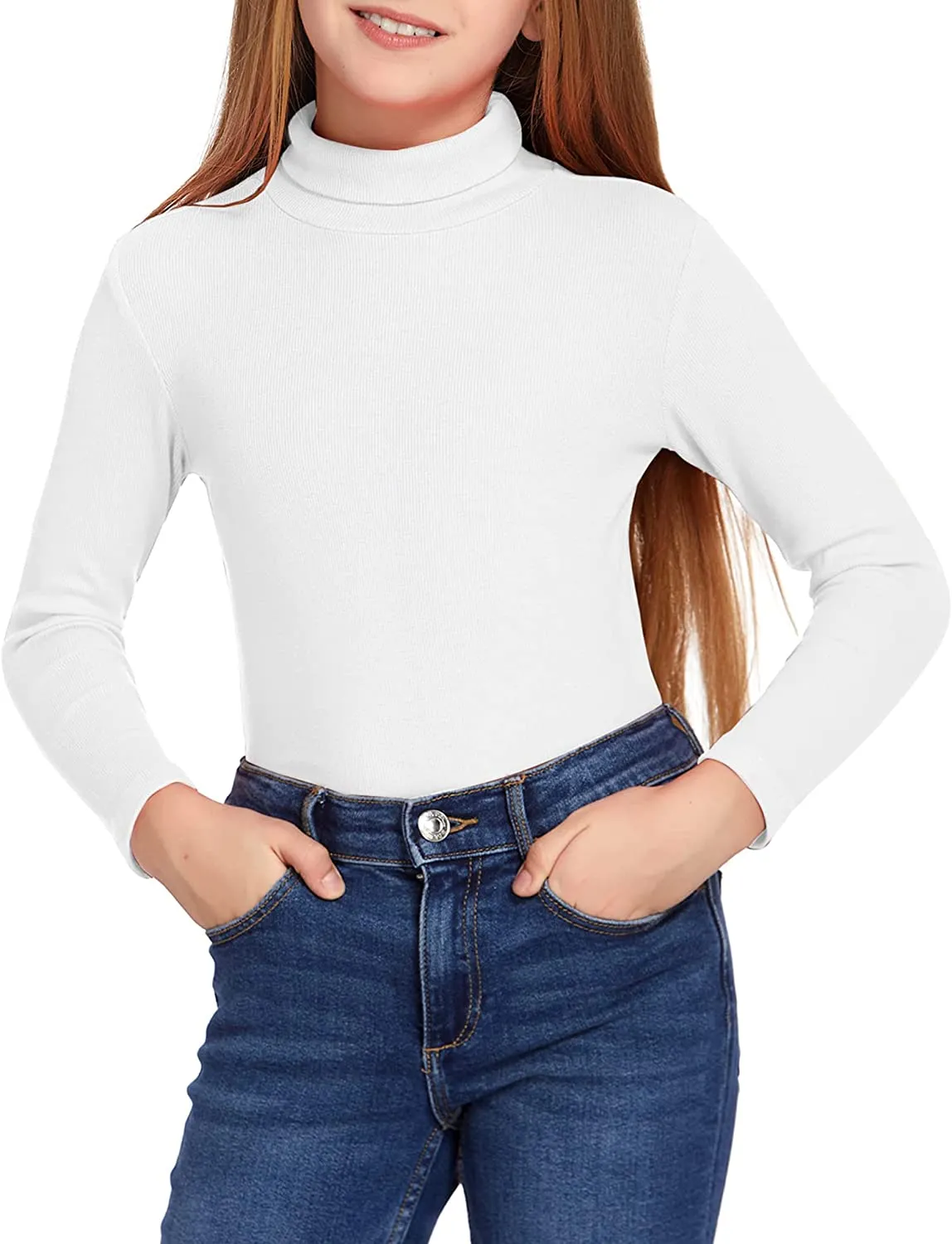 Arshiner Girls Turtleneck Sweater Kids Long Sleeve Knit Tops