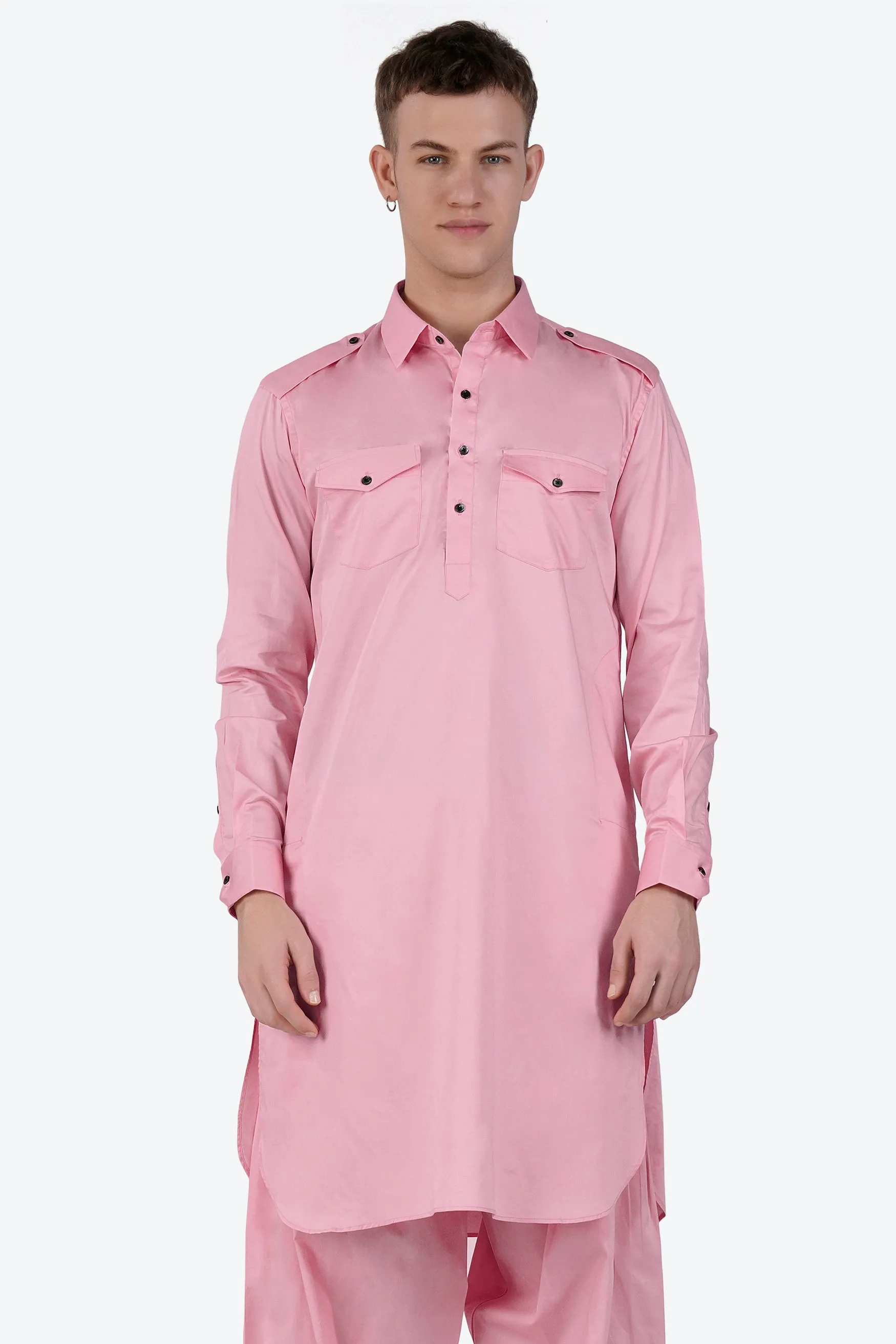 Azalea Pink Subtle Sheen Super Soft Premium Cotton Pathani