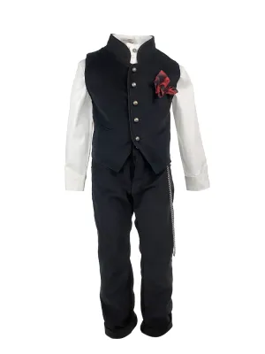 Baptism velvet οutfit set 5pcs for boy - BRAXTON Black