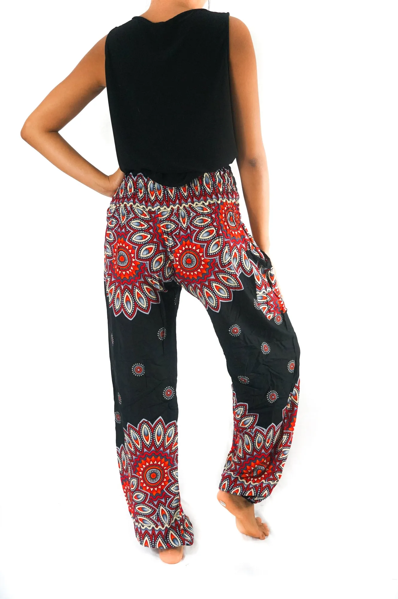 Black FLORAL Harem Pants Women Boho Pants Hippie