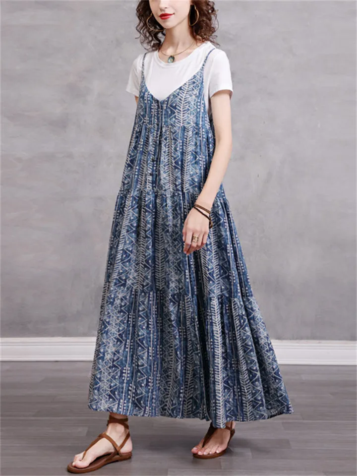 Bohemian Style Summer Vacation Flowy Sundress for Lady