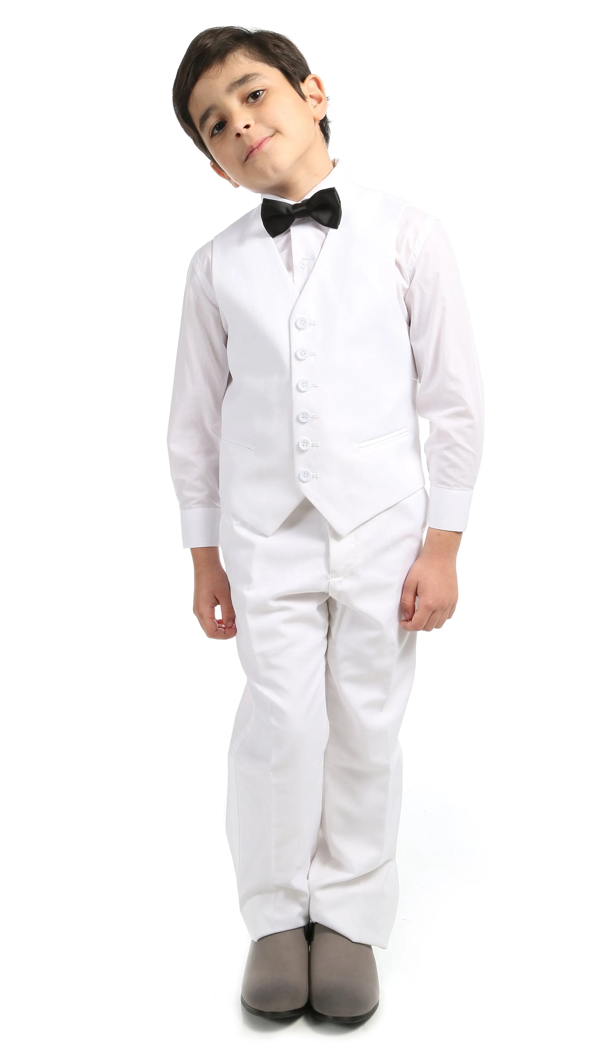 Boys KTUX Modern Fit Notch Lapel 3 Piece White Tuxedo Set