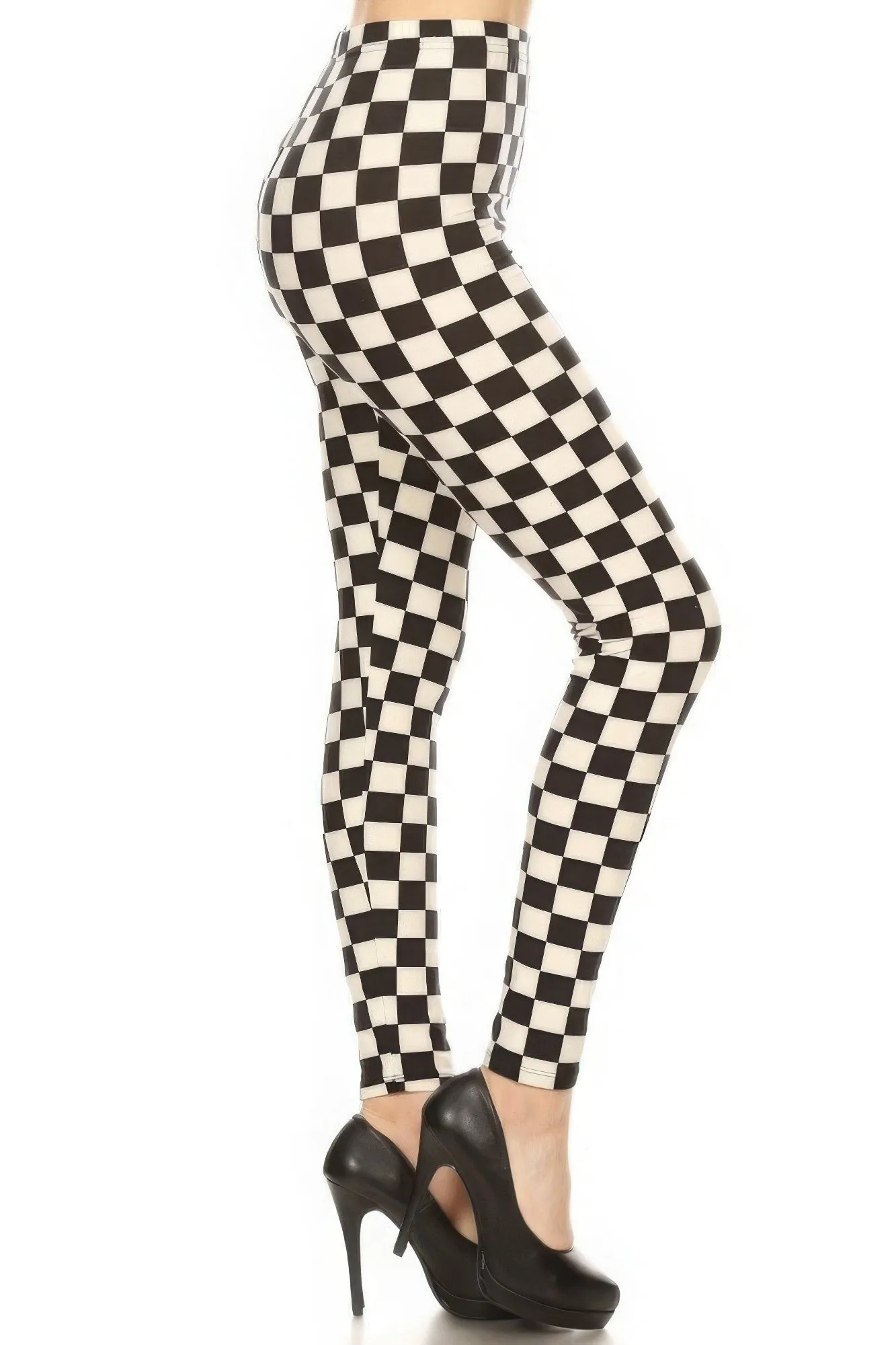 Checkered Printed High Waisted Leggings