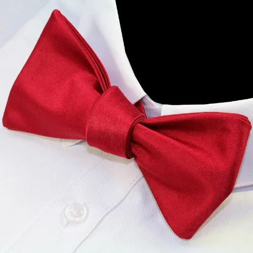 Classy Men Red Silk Self-Tie Bow Tie