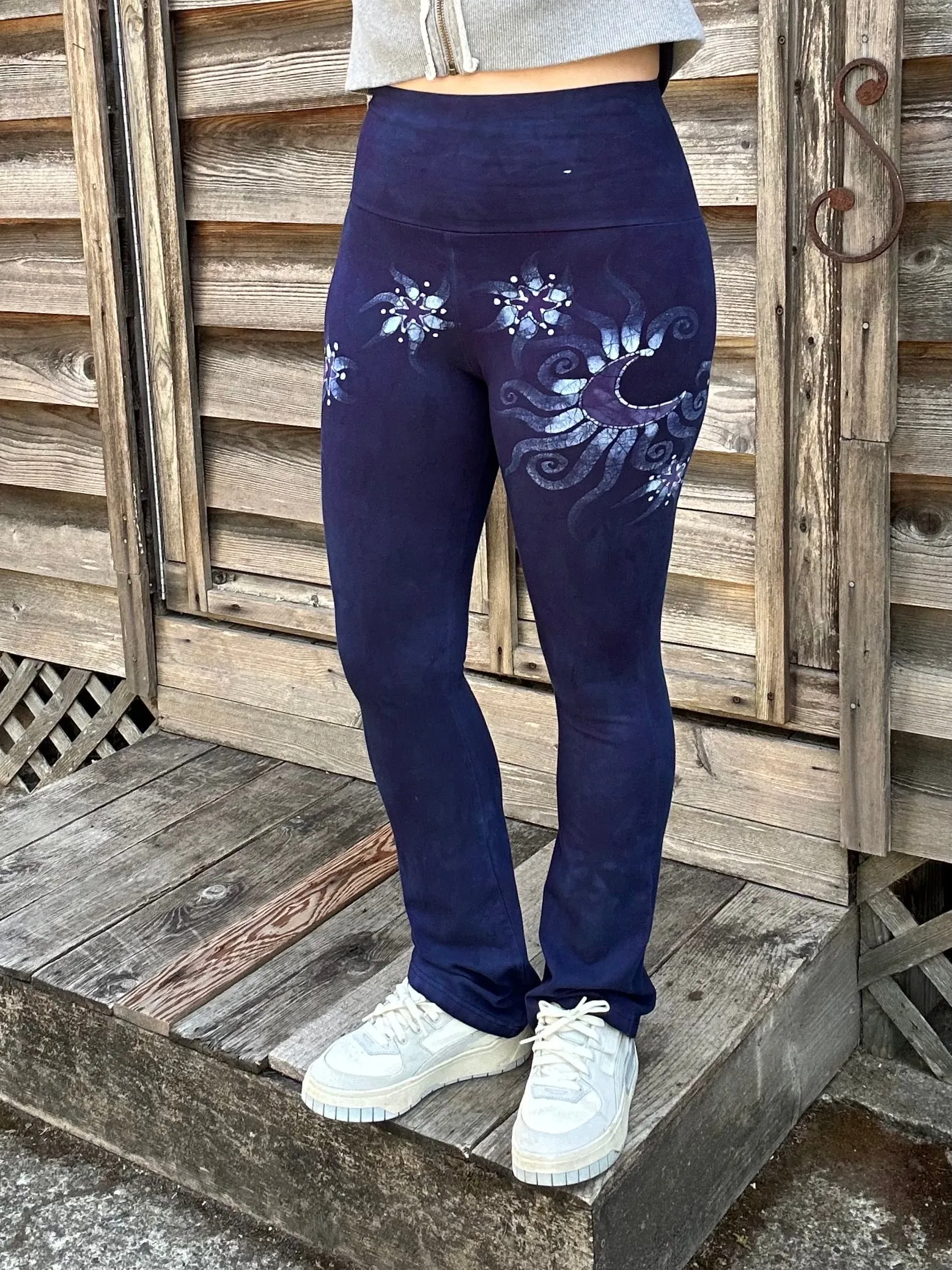 Dark Blue Moon and Stars Stretchy Movement Pants