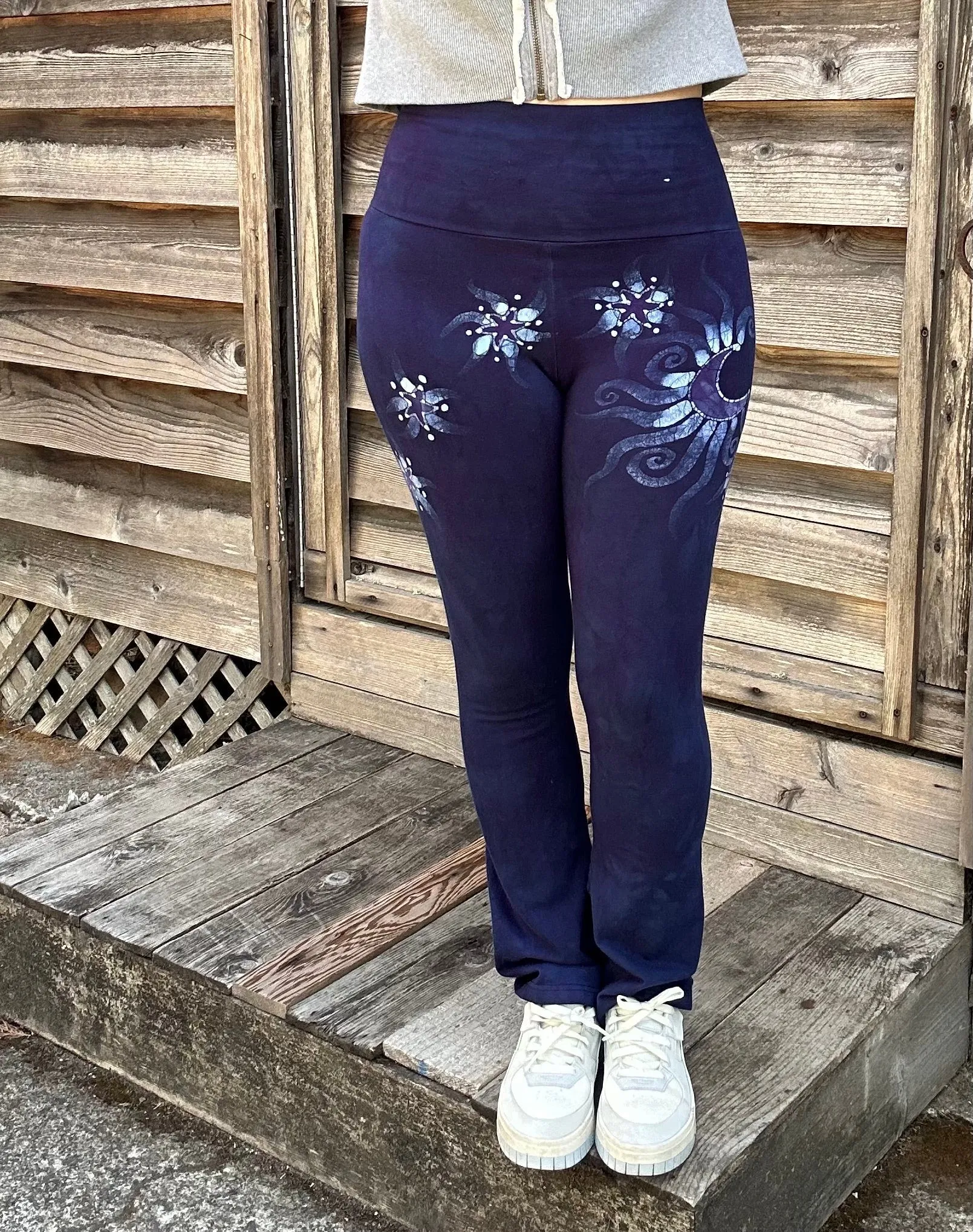 Dark Blue Moon and Stars Stretchy Movement Pants