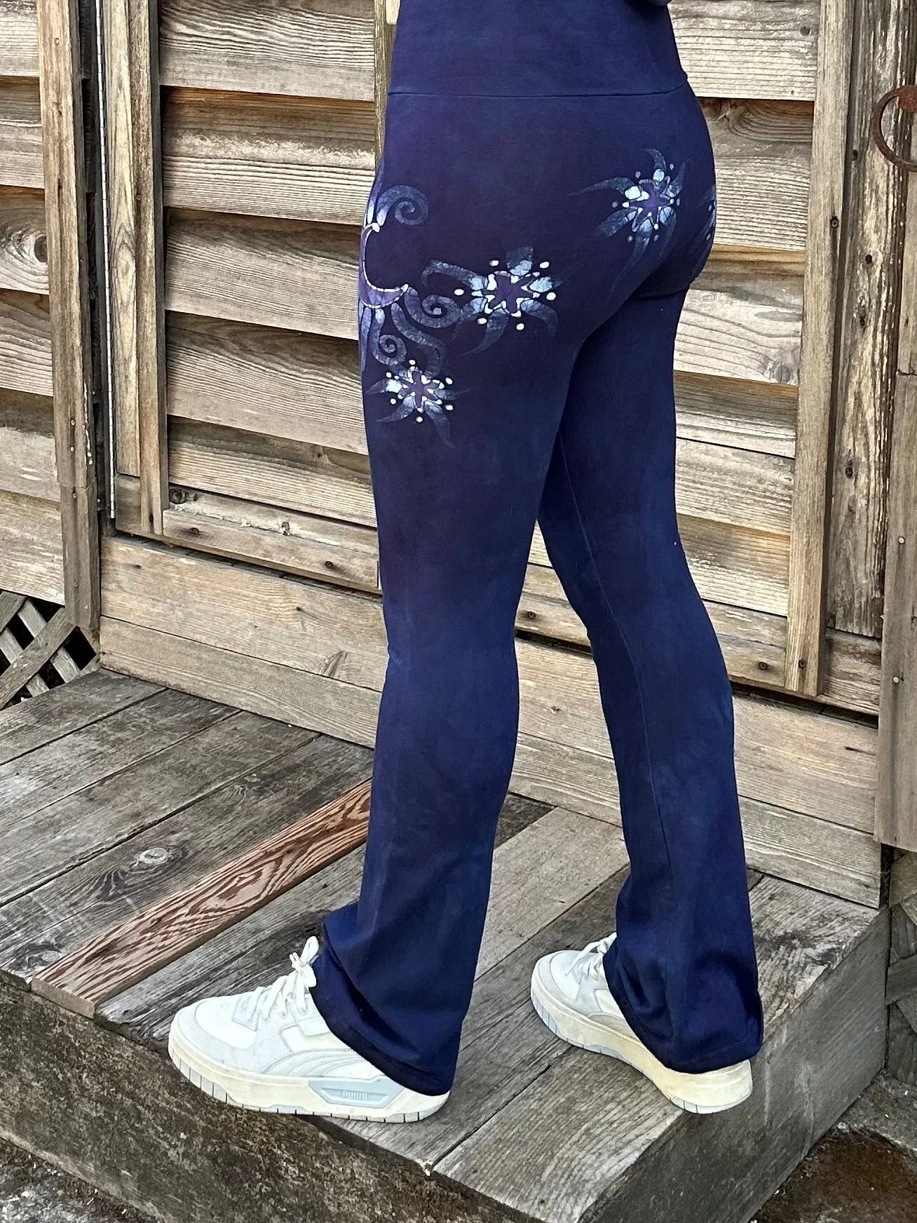 Dark Blue Moon and Stars Stretchy Movement Pants