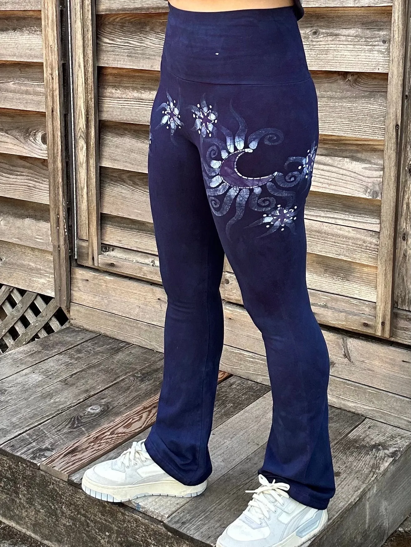 Dark Blue Moon and Stars Stretchy Movement Pants