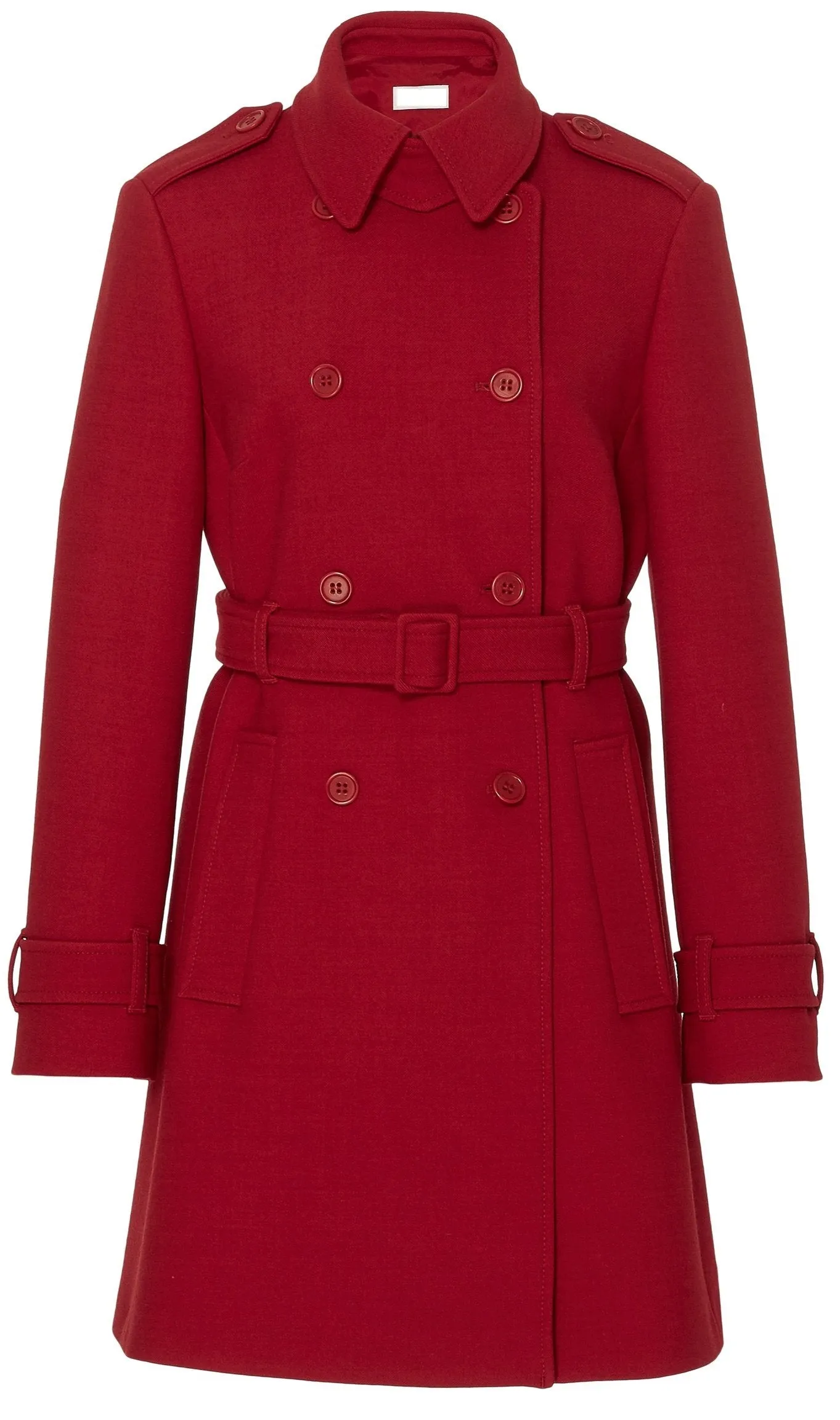 Double Cotton Wool Twill Coat, Red