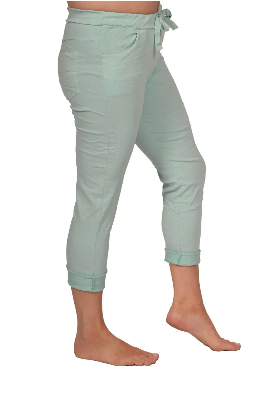 Drawstring Waist Jogger - CATHERINELILLY ITXF50060 Crinkle Pants