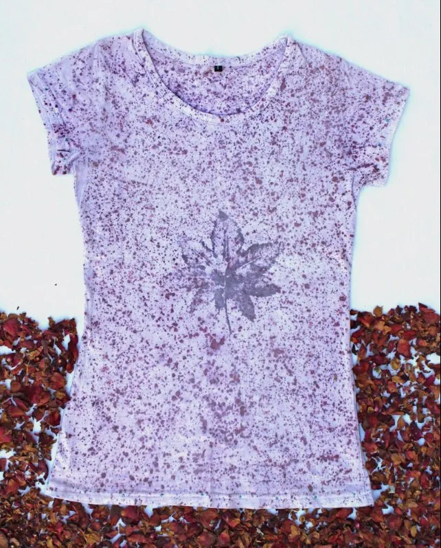 Eco Printed Organic Cotton T-Shirt- Lilac Splatter