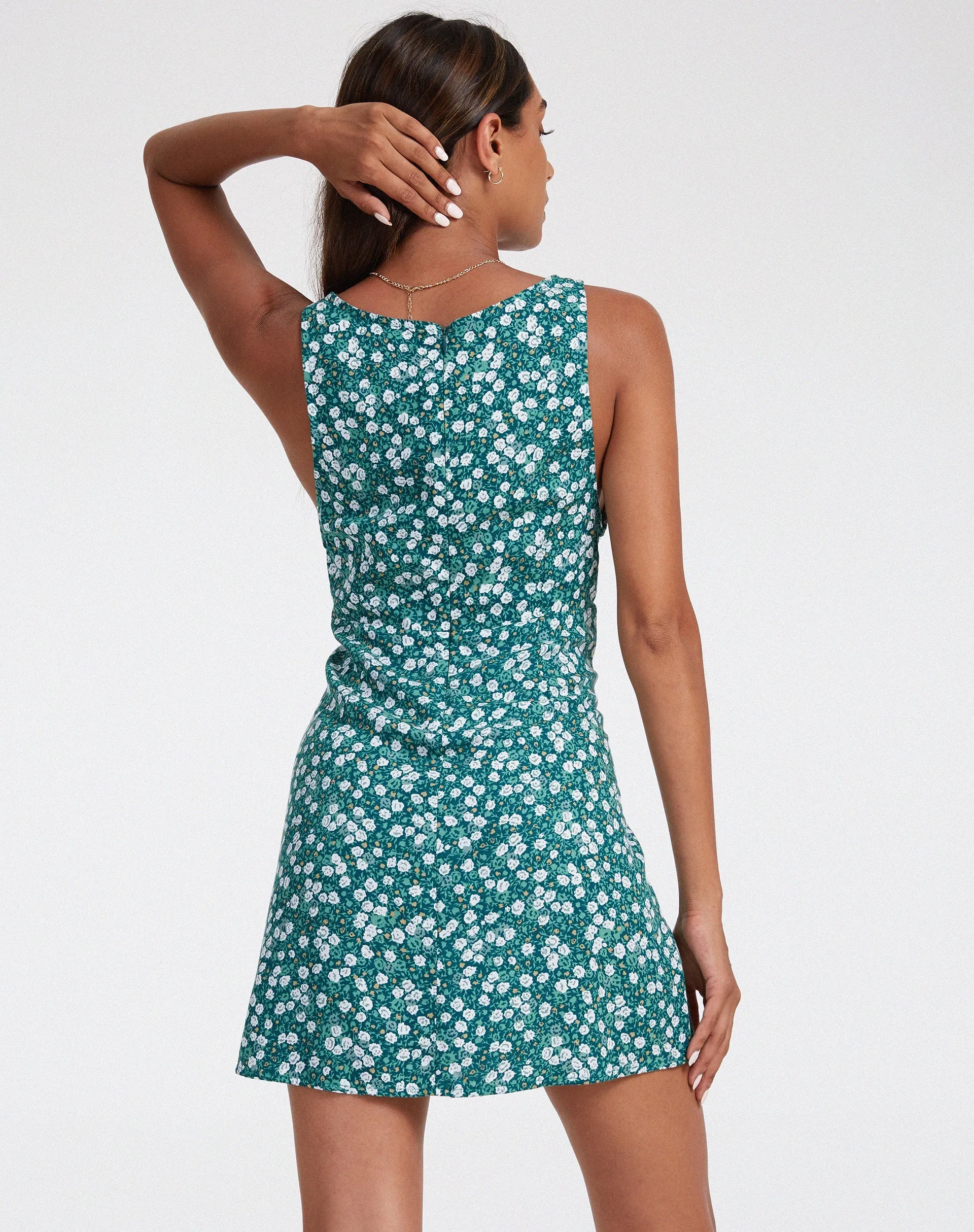 Enslee Slip Dress in Floral Field Green