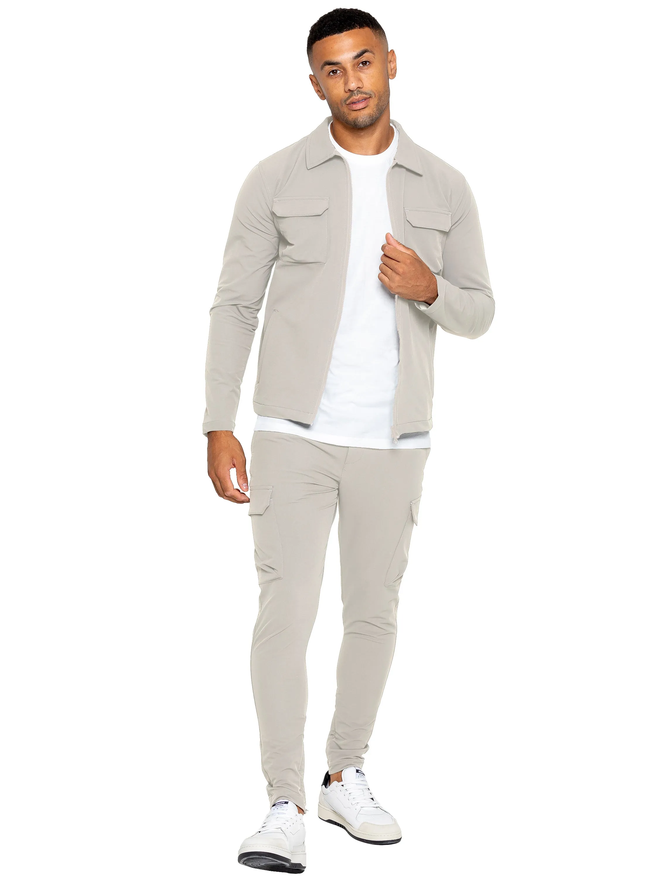 Enzo | Mens Cargo Shacket Tracksuit Set