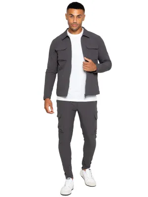 Enzo | Mens Cargo Shacket Tracksuit Set