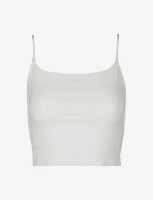 Faux Leather Cami Crop Top - WHITE