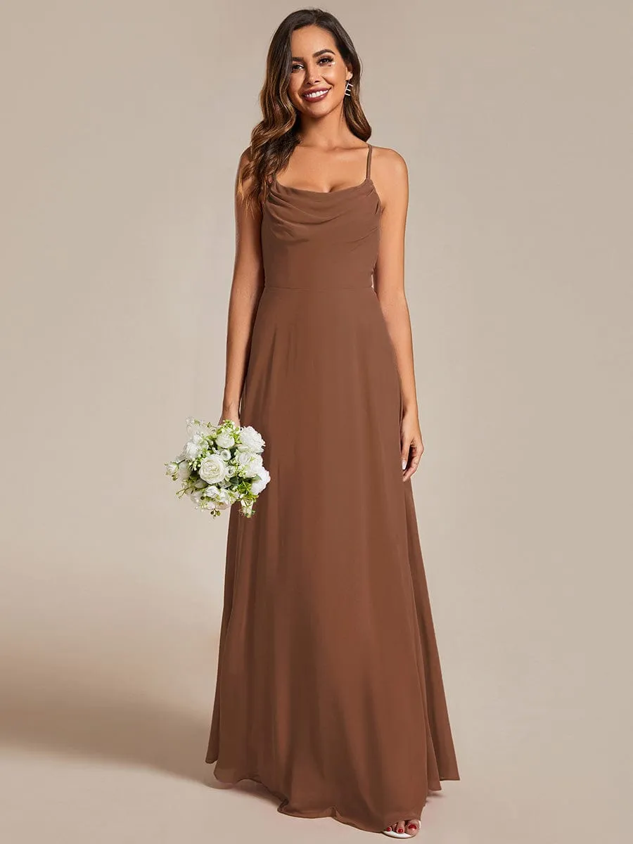 Flowy Back Criss-Cross Swing Collar Sleeveless A-Line Bridesmaid Dress