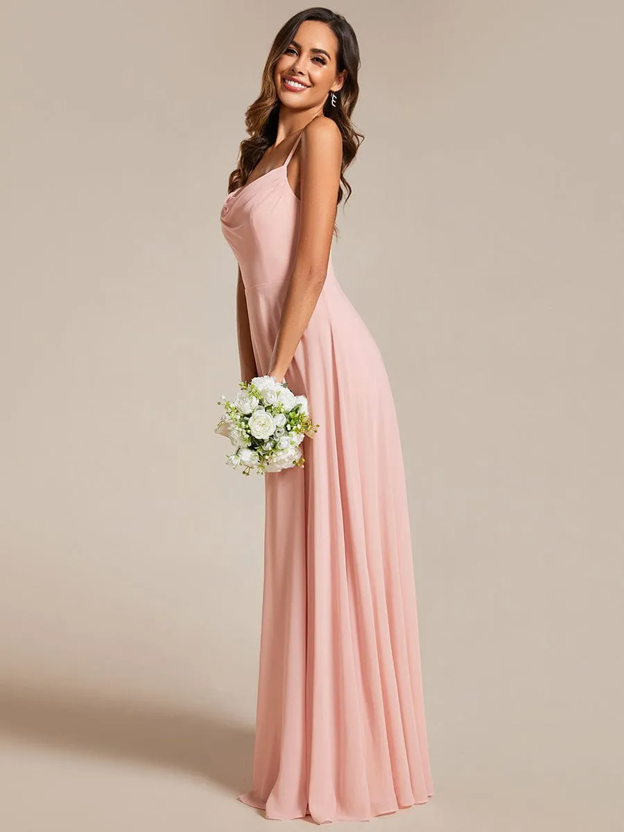 Flowy Back Criss-Cross Swing Collar Sleeveless A-Line Bridesmaid Dress