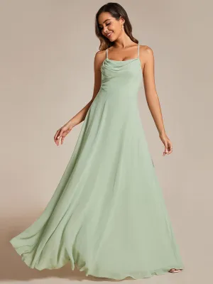 Flowy Back Criss-Cross Swing Collar Sleeveless A-Line Bridesmaid Dress