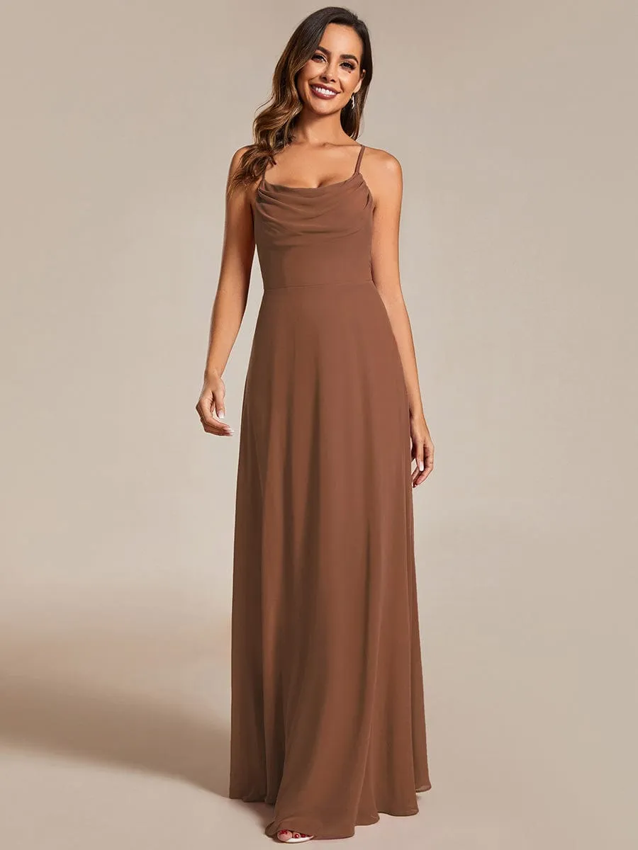 Flowy Back Criss-Cross Swing Collar Sleeveless A-Line Bridesmaid Dress