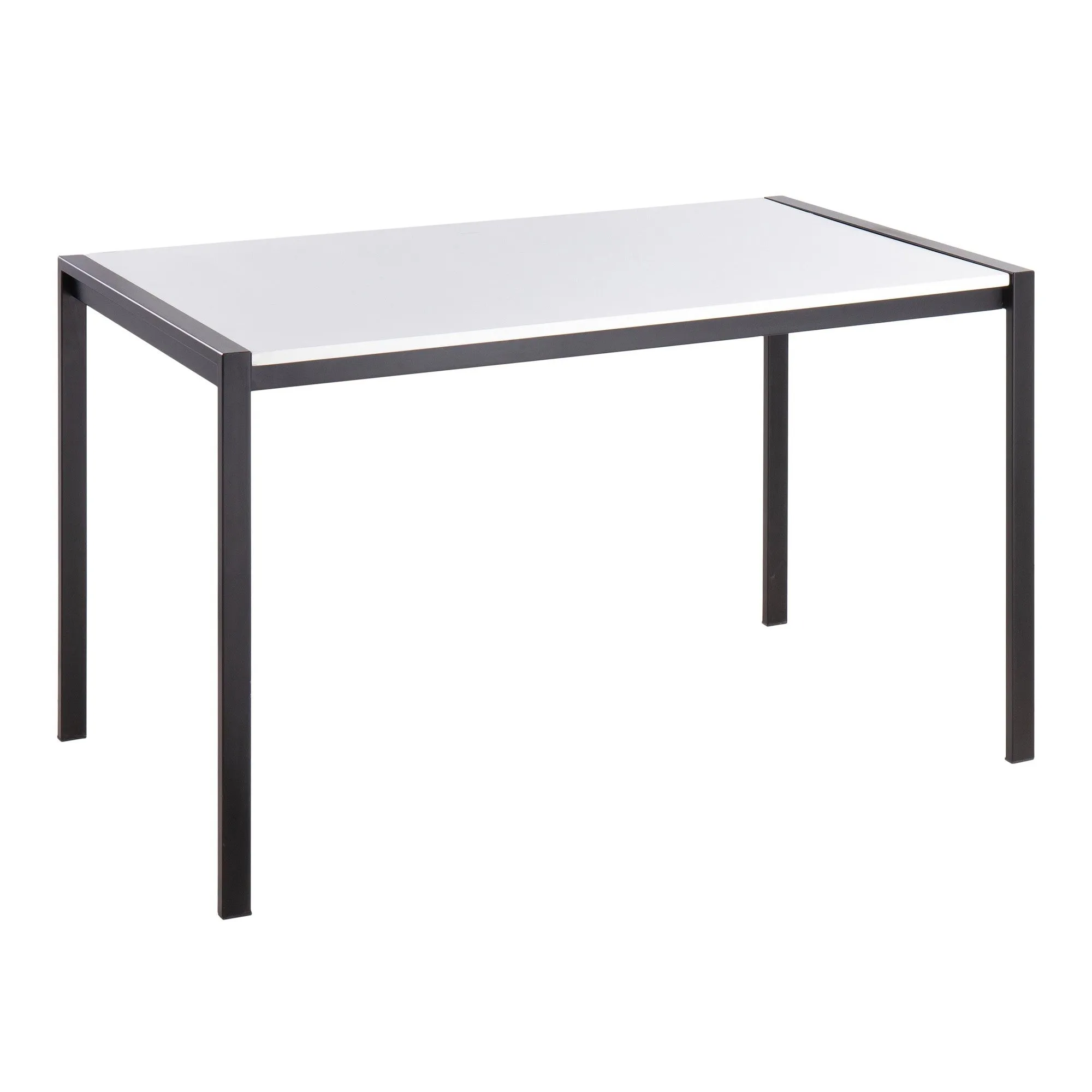 Fuji Contemporary Dining Table in Black Metal with White Wood Top by LumiSource