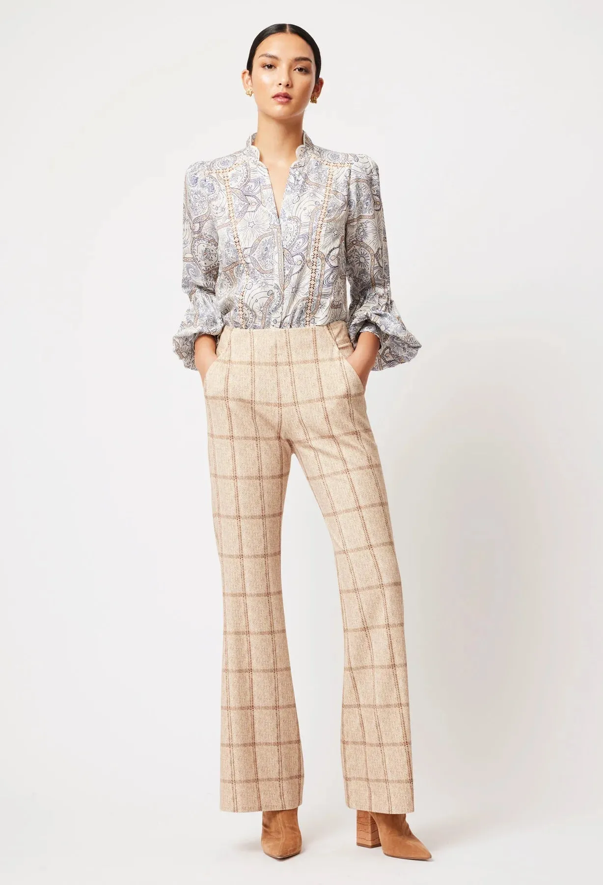 Getty Ponte Check Flared Pant