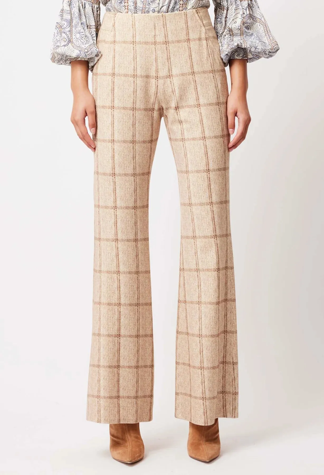 Getty Ponte Check Flared Pant