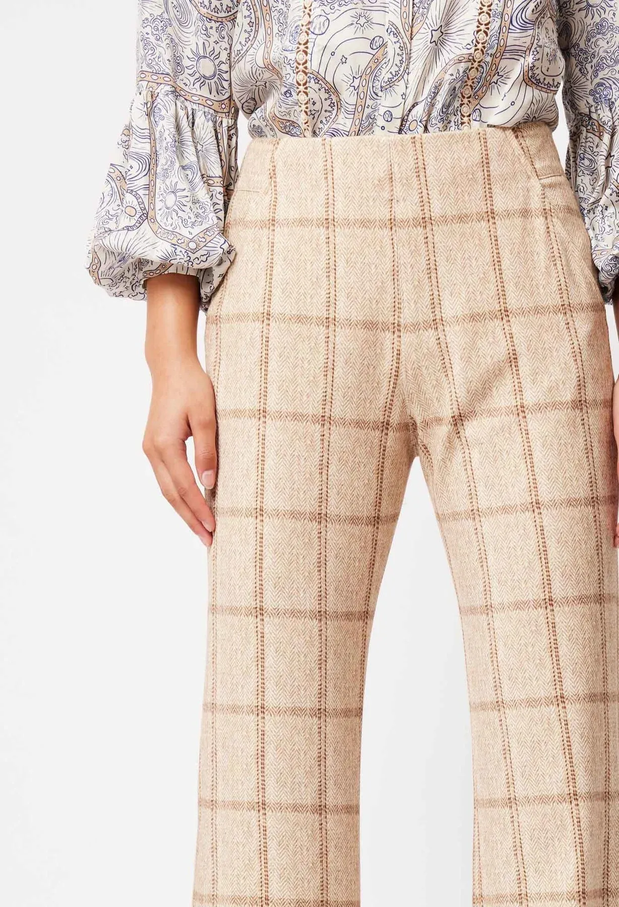 Getty Ponte Check Flared Pant