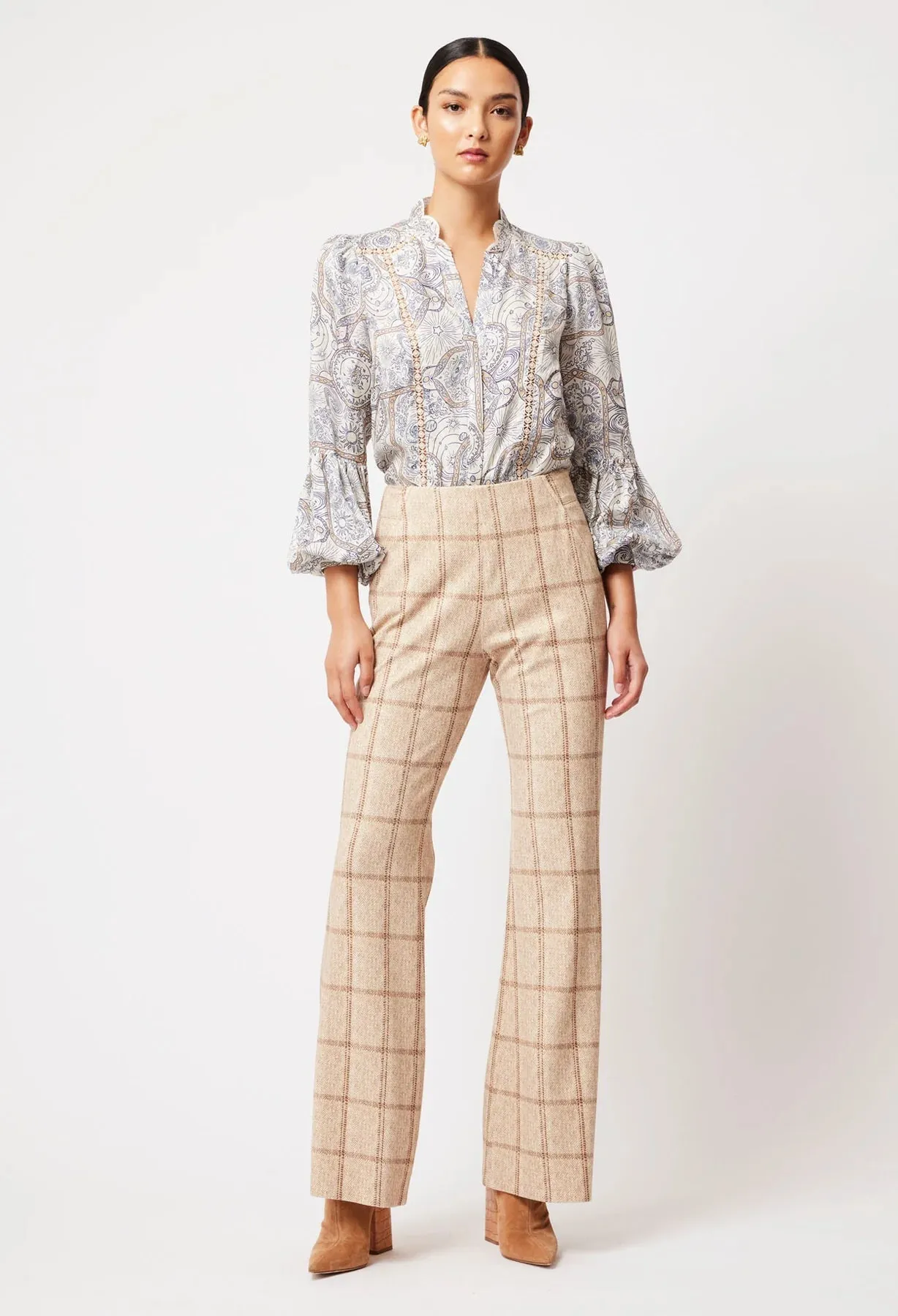 Getty Ponte Check Flared Pant