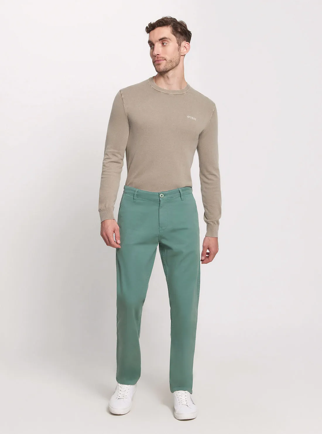 Green Mid-Rise Angels Chino Pants