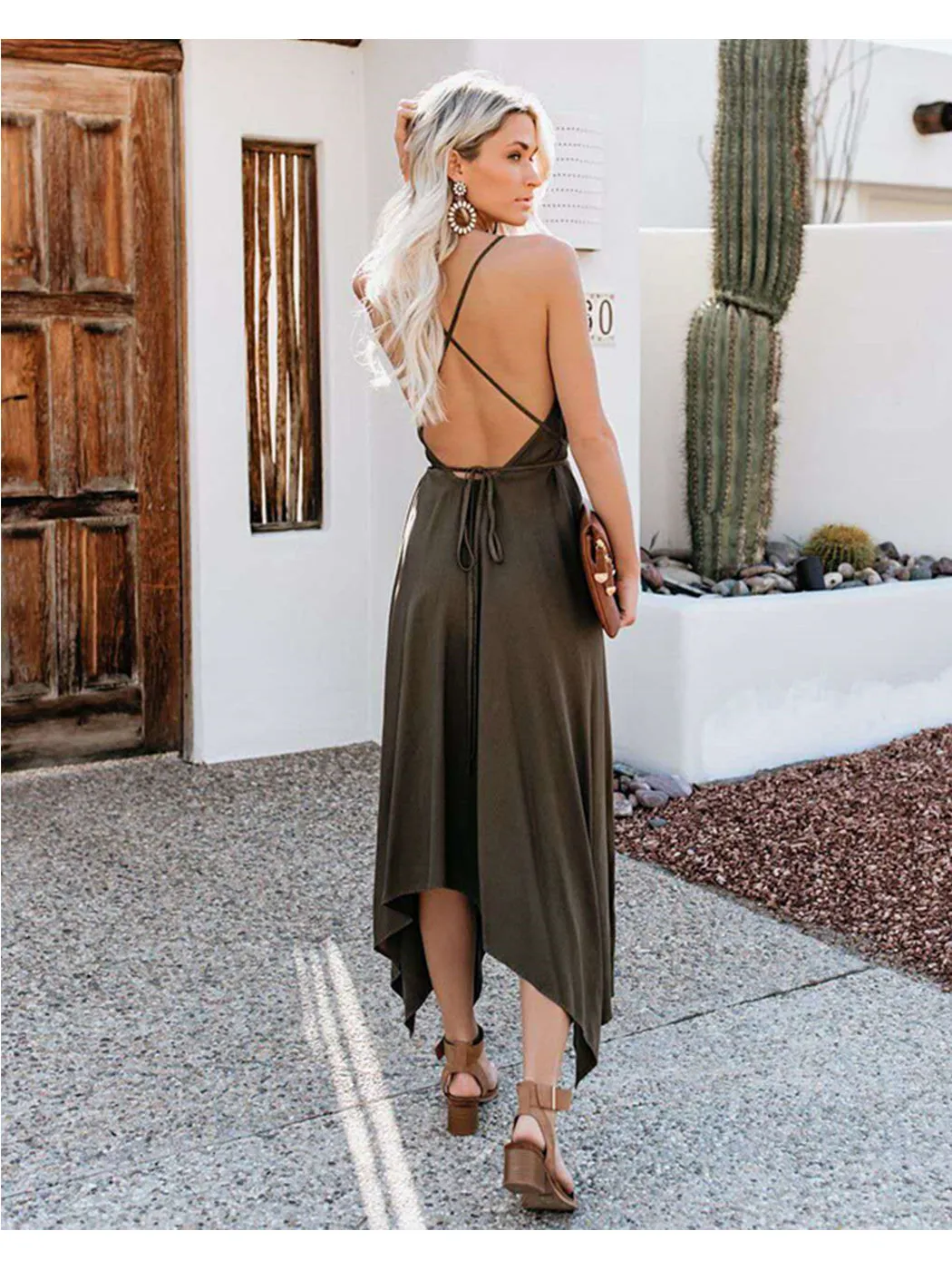 Handkerchief  Maxi Backless Strap Dress