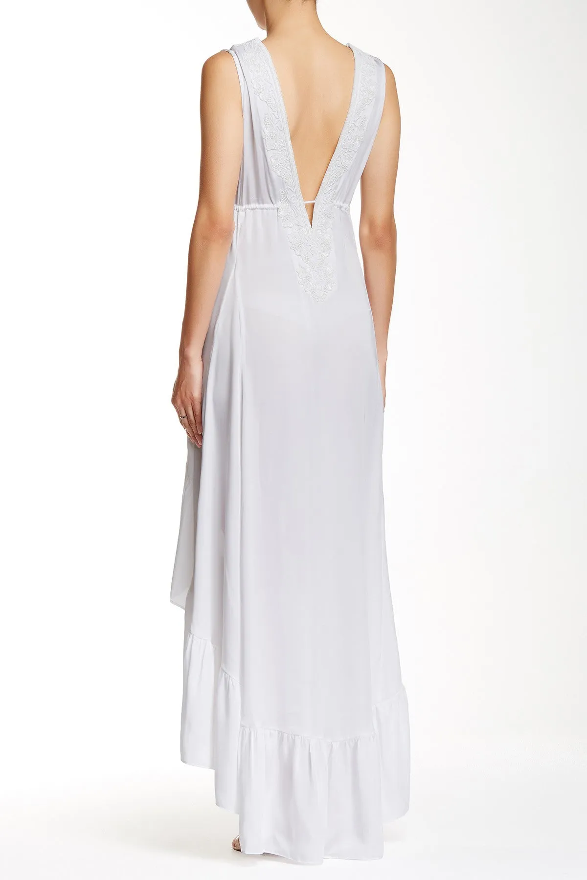 High Low White Flowy Maxi Dress