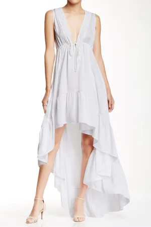 High Low White Flowy Maxi Dress