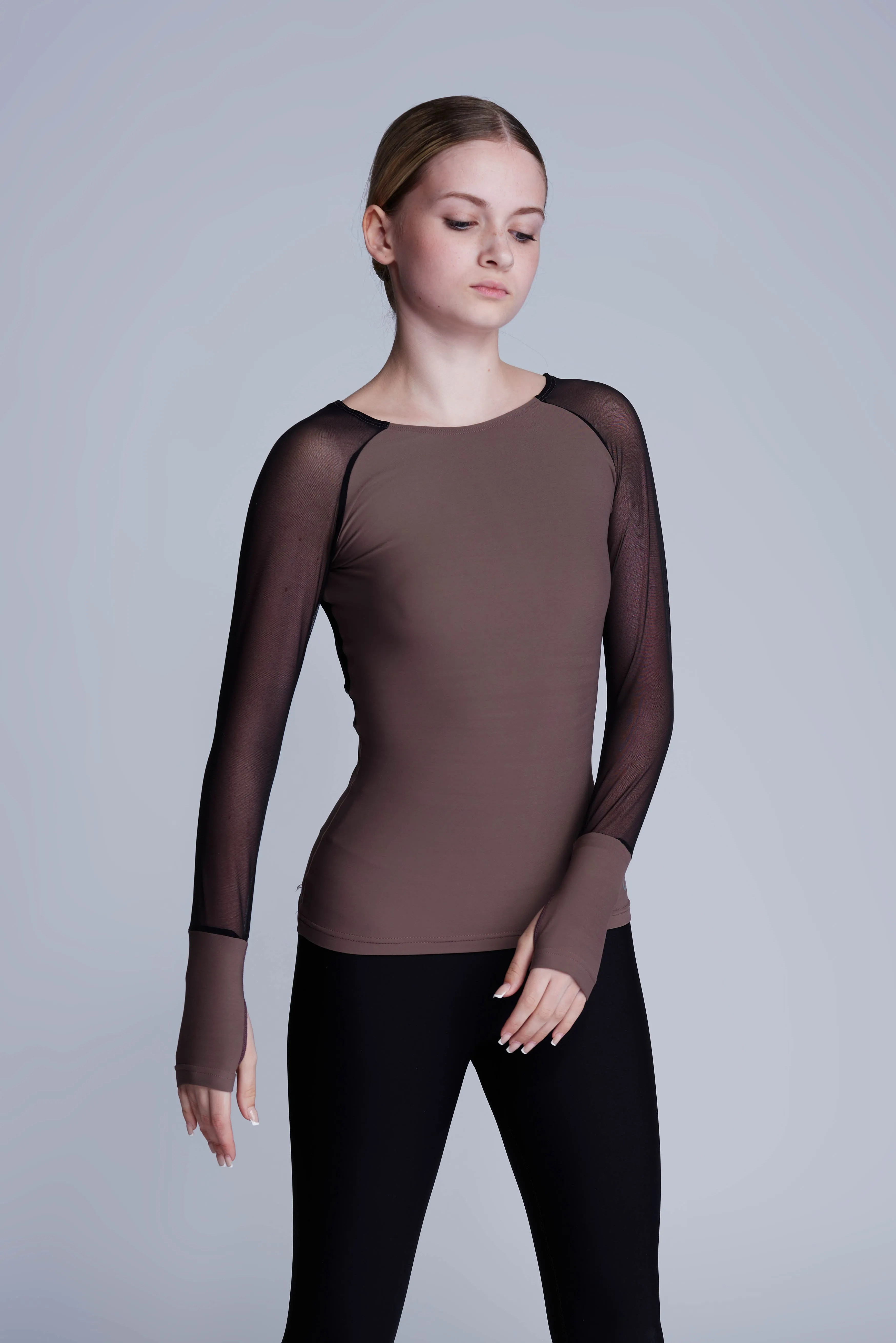 Ignite Long-Sleeve Top in Taupe