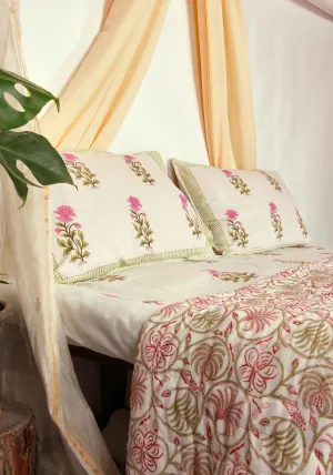 Infinite Berries Quiltset Premium Cotton Hand Block Print Bedsheet