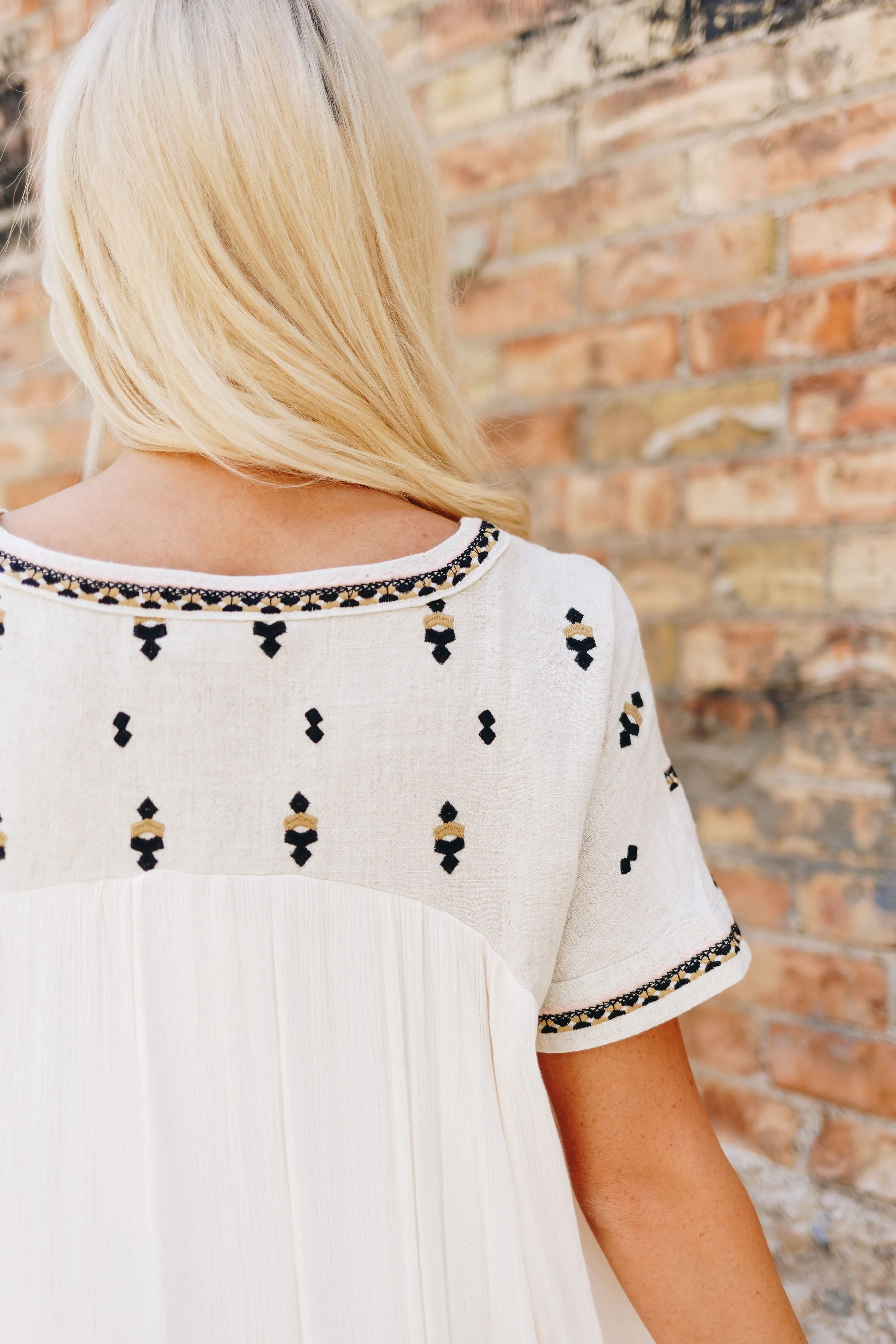 Ivory Elegance Embroidered Midi Dress