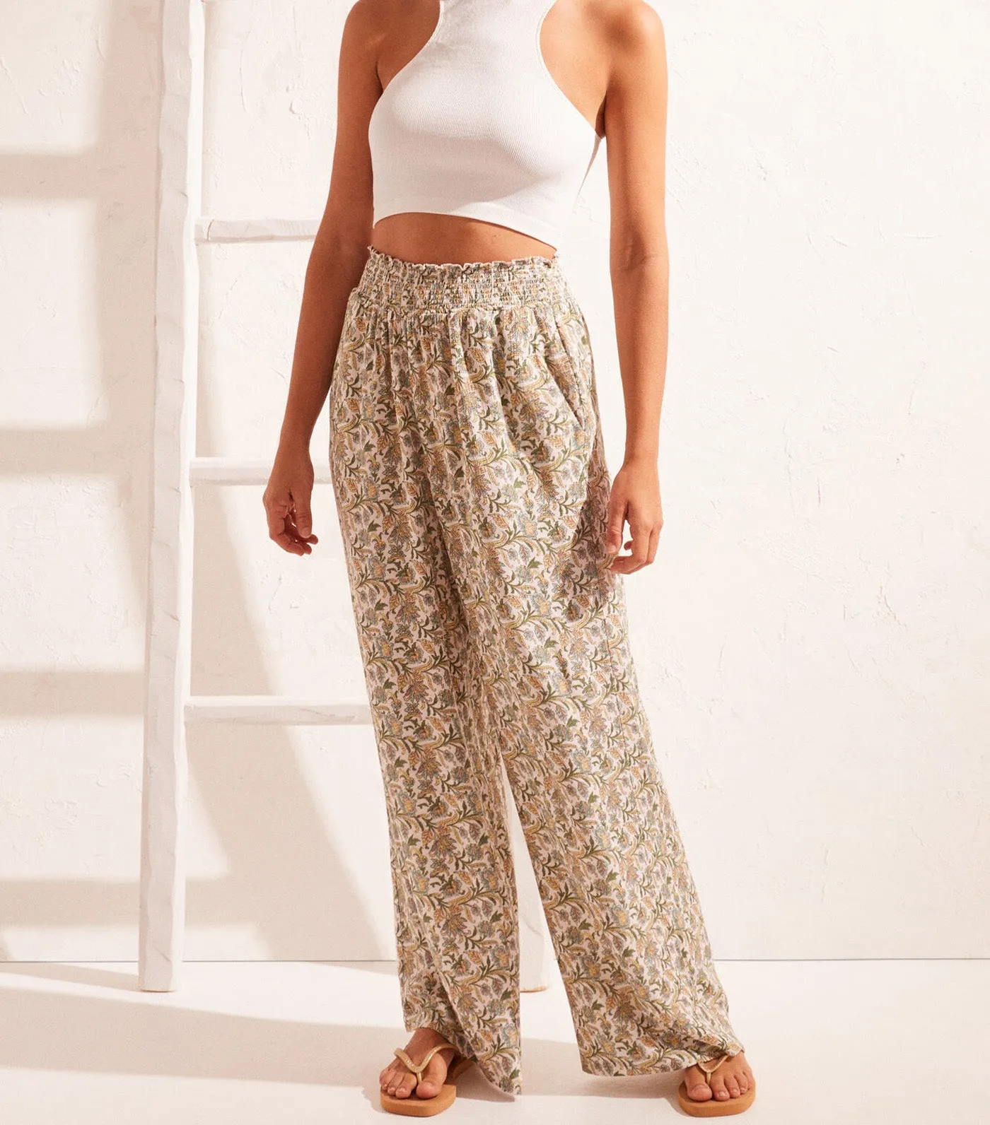 Long Printed Trousers Floral Green